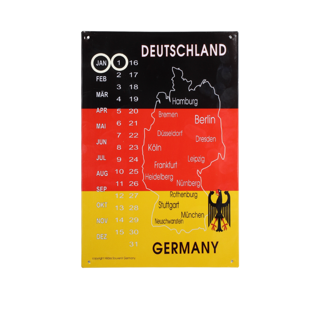 Calendar Germany map metal
