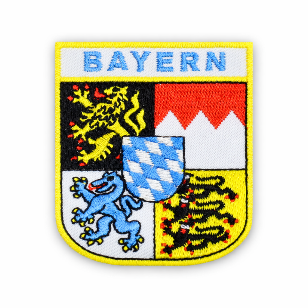 Bayern-Aufnäher mit Wappen, gestickter Patch zum Aufnähen auf Kleidung, Jacken oder Taschen