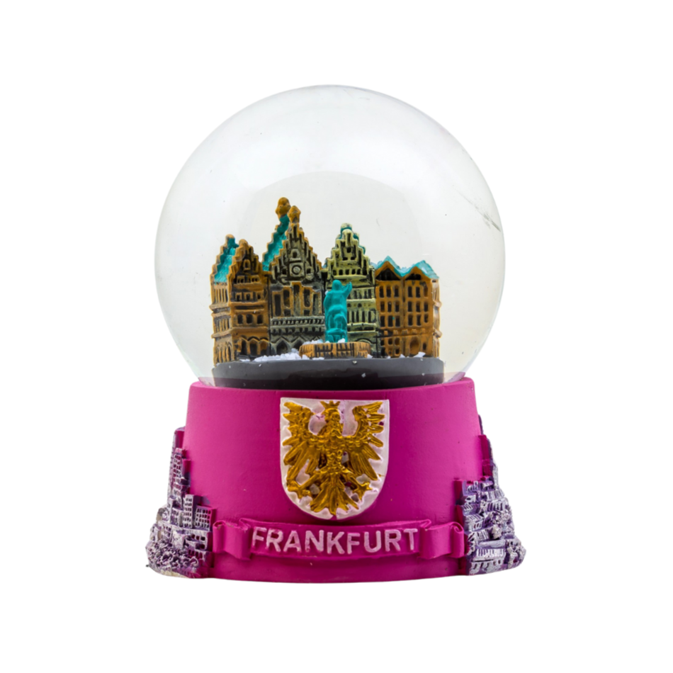 Schneekugel Frankfurt klein pink