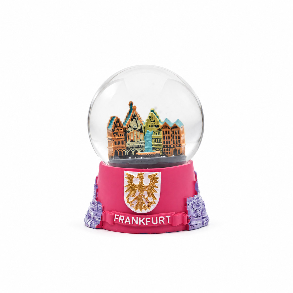 Amend Souvenir Schneekugel Frankfurt klein pink- Amend Souvenir