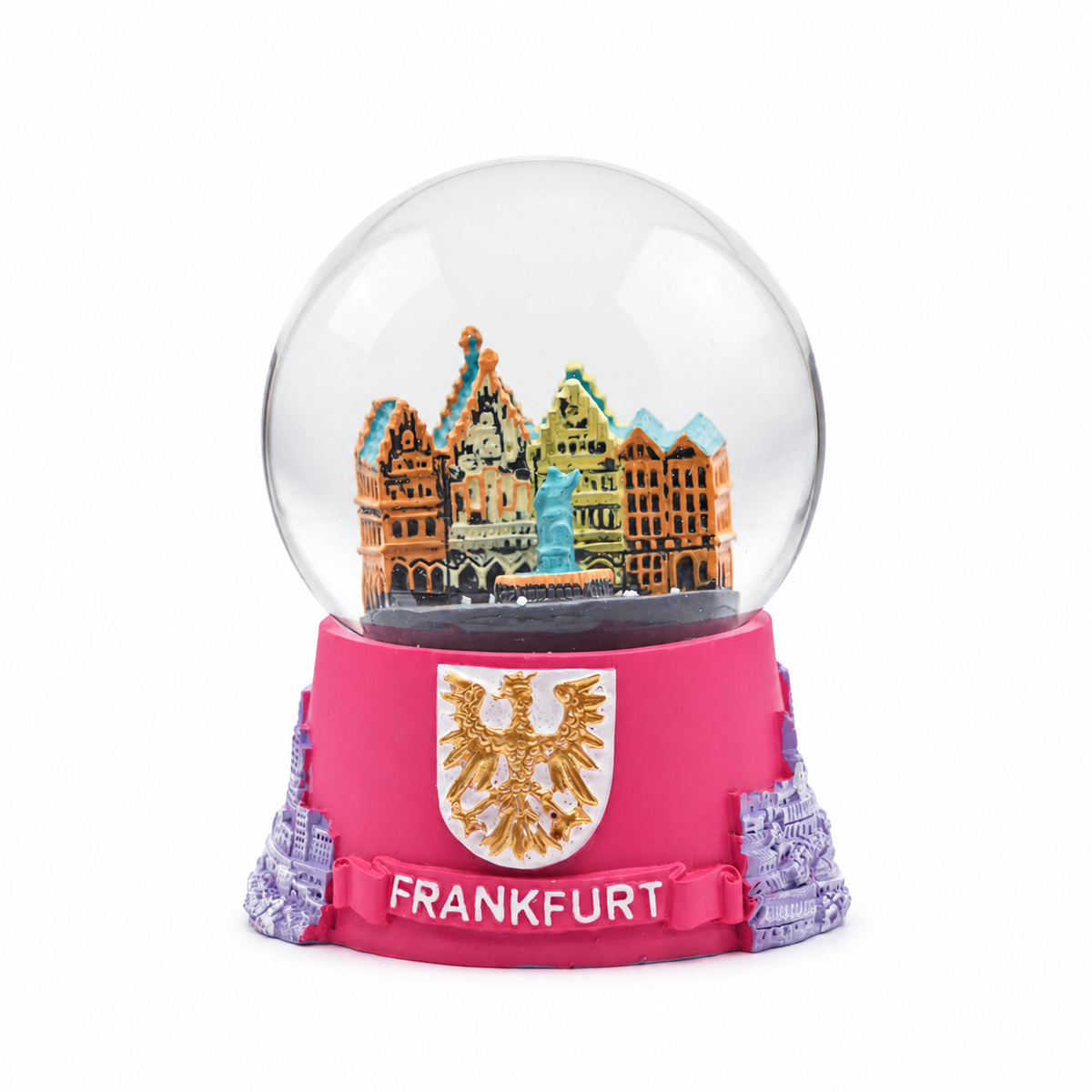Amend Souvenir Schneekugel Frankfurt groß pink- Amend Souvenir