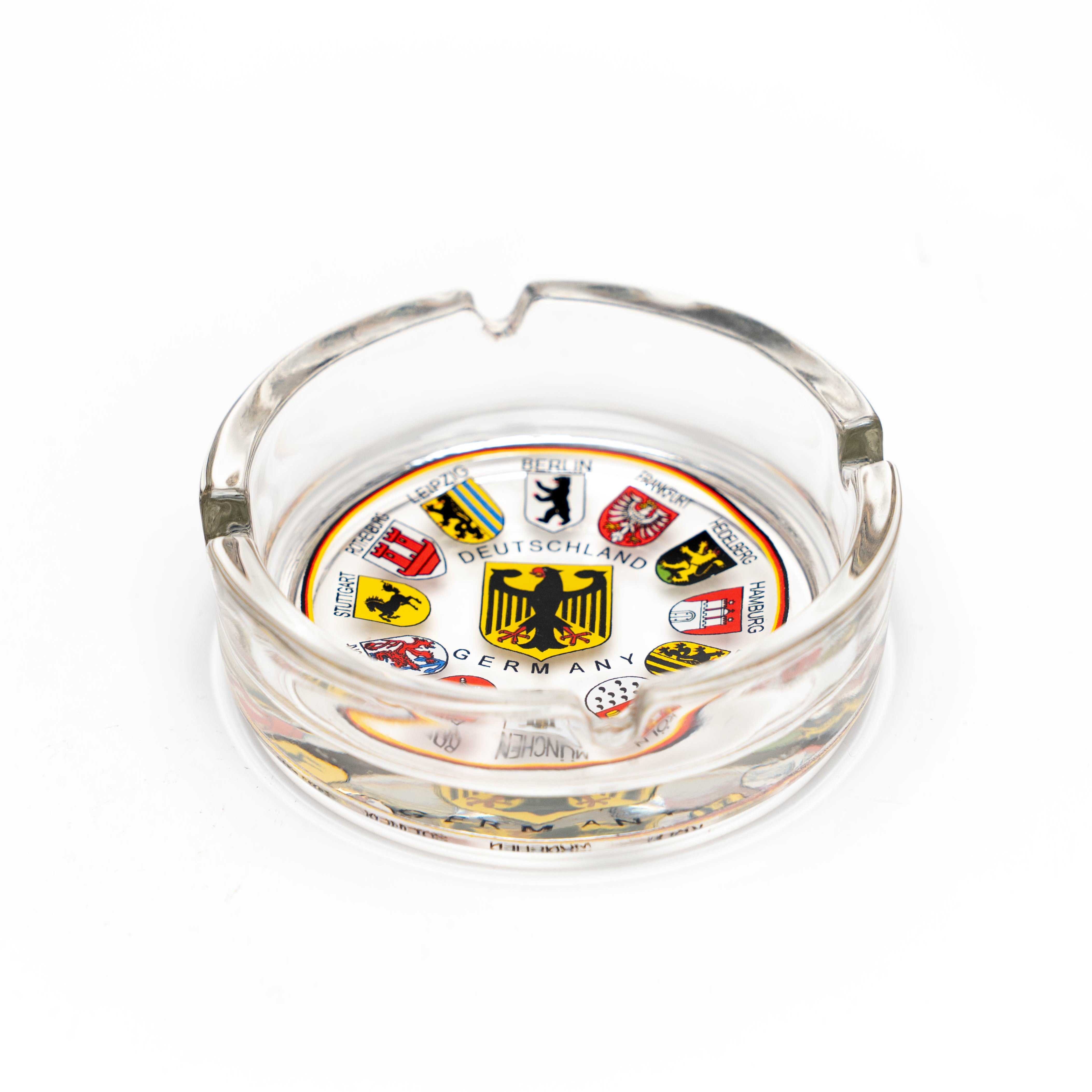 Glas-Aschenbecher mit Wappenkranz-Design – Deutschland Souvenir