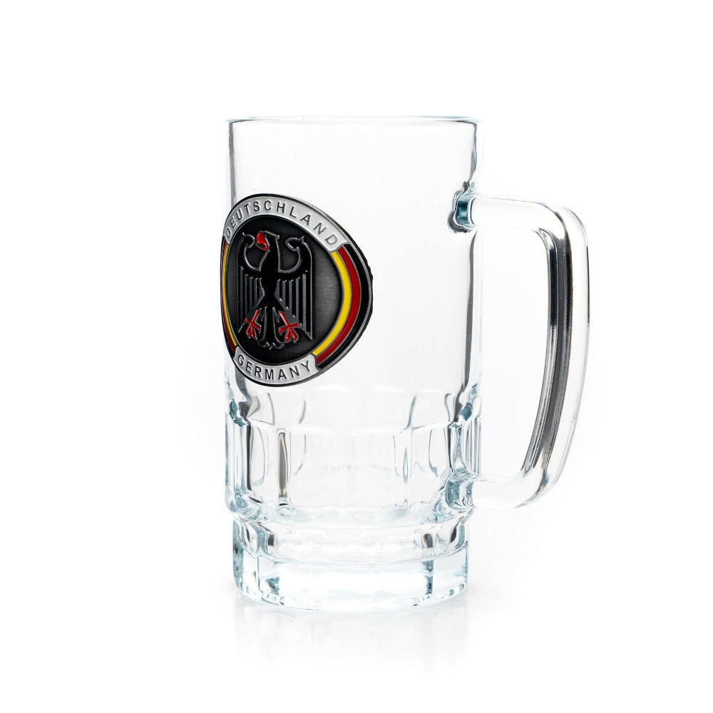 Bierseidel 0,4 l mit Adler-Metallwappen – Bierglas Deutschland Souvenir