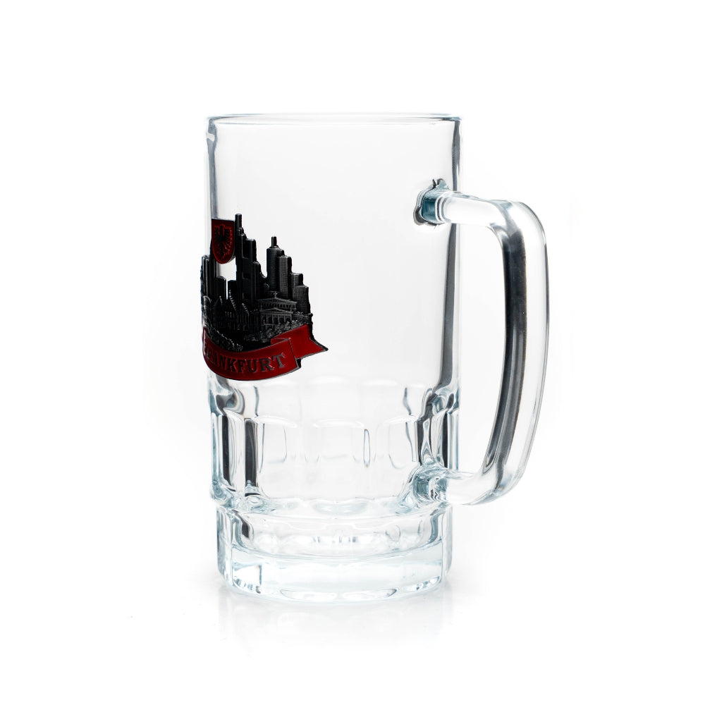 Bierseidel 0,4 l mit Frankfurt-Metallwappen – Bierglas Deutschland Souvenir