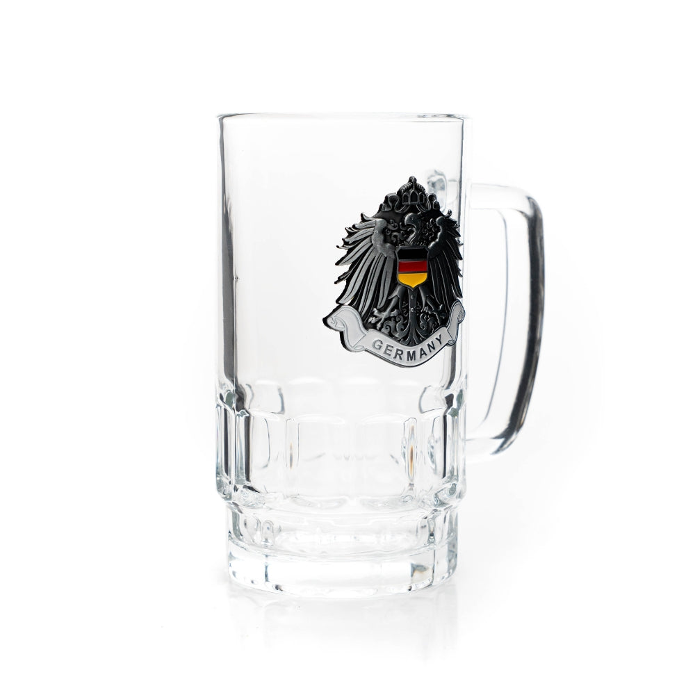 Bierseidel 0,4 l mit Germany Metall-Wappen – Bierglas Deutschland Souvenir