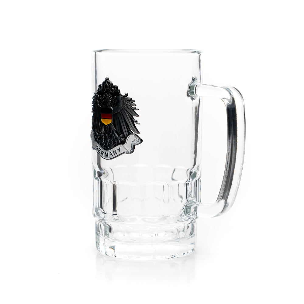 Bierseidel 0,4 l mit Germany Metall-Wappen – Bierglas Deutschland Souvenir