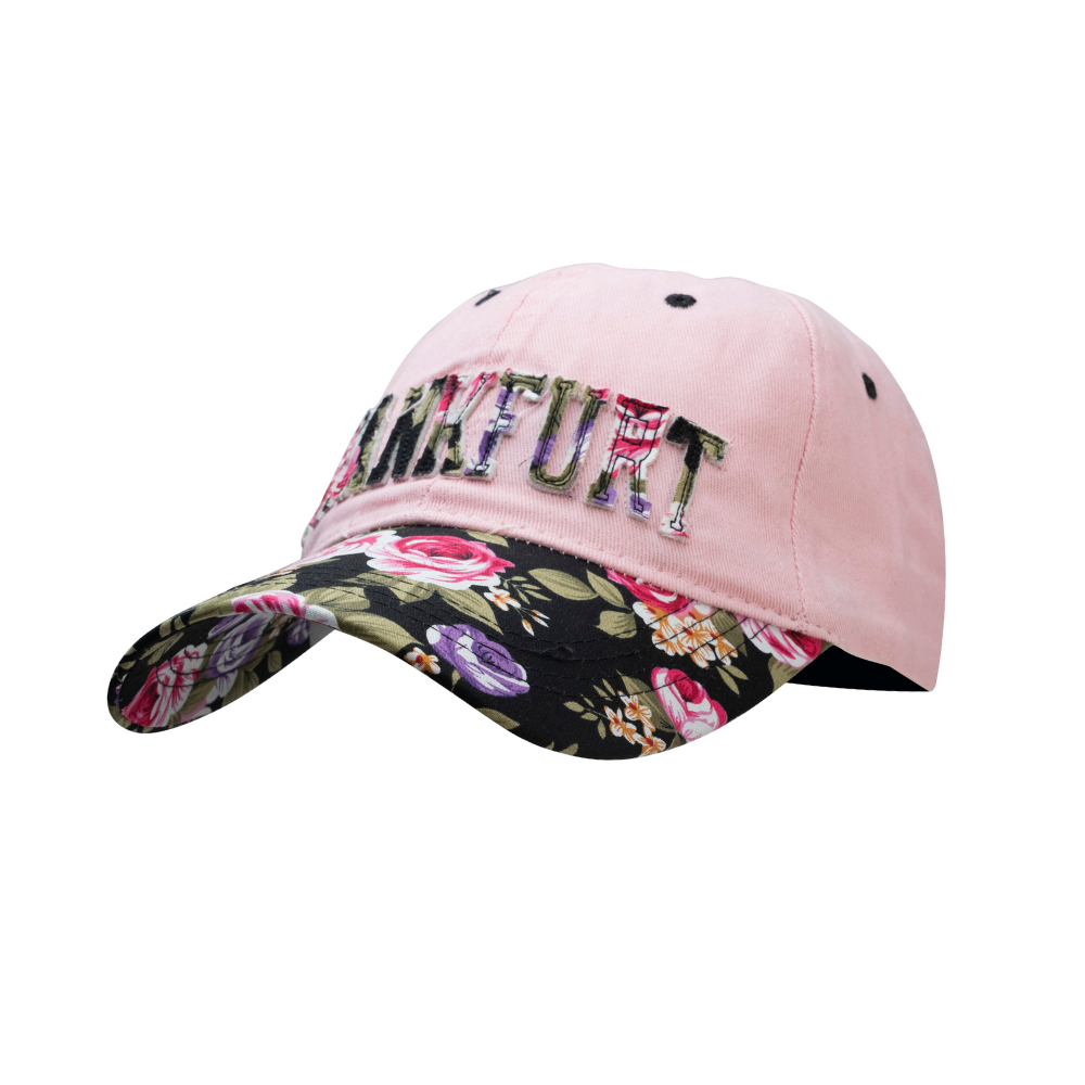 Cap Rosa mit Blumen-Frankfurt-Motiv – Deutschland Souvenir