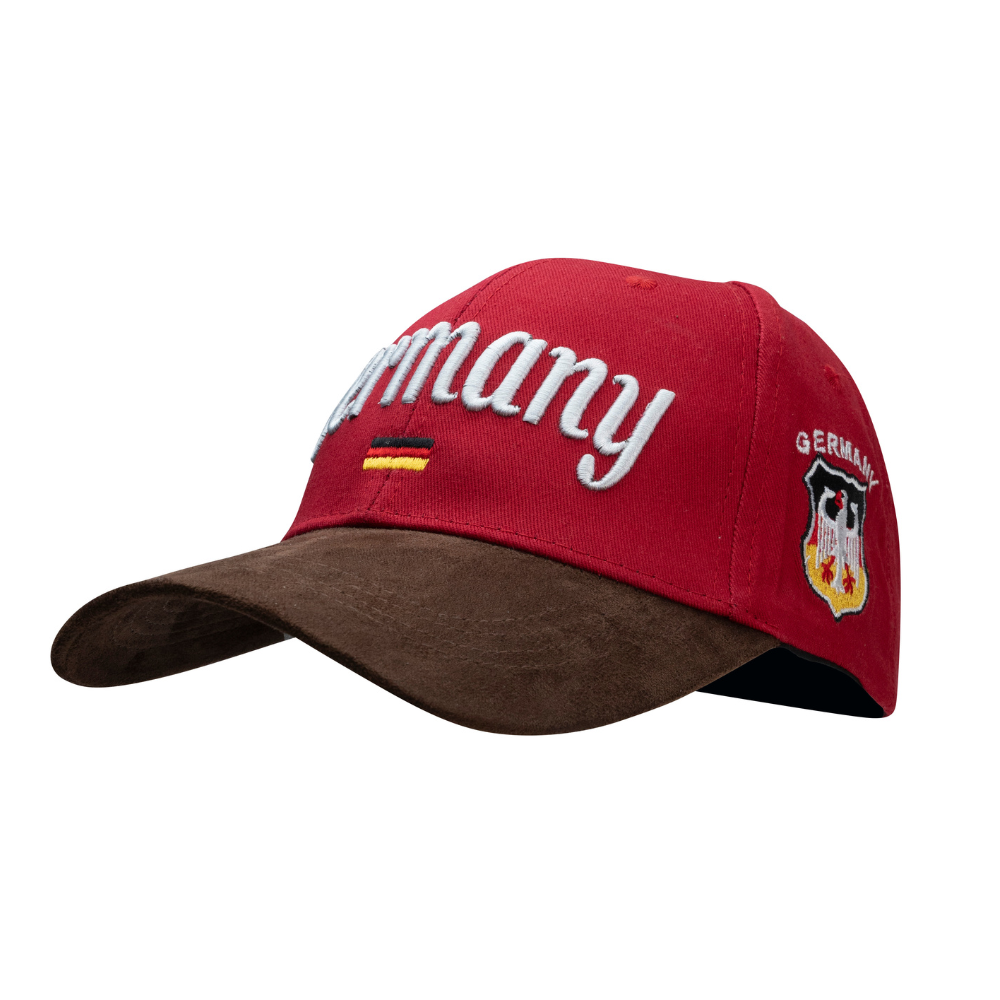 Amend Souvenir Leder-Cap Rot mit Deutschland-Motiv – Deutschland Souvenir