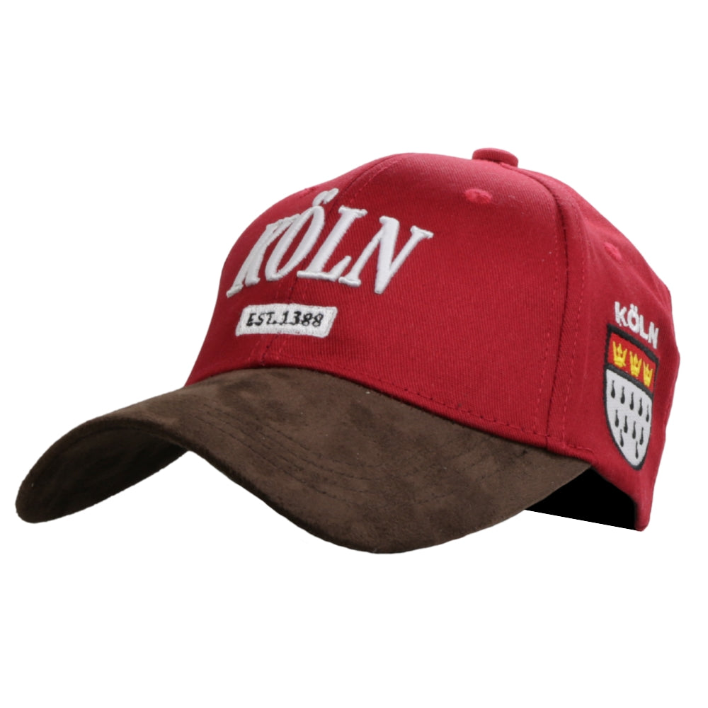 Rote Leder-Cap mit Köln-Wappen auf der Vorderseite – Germany Souvenir