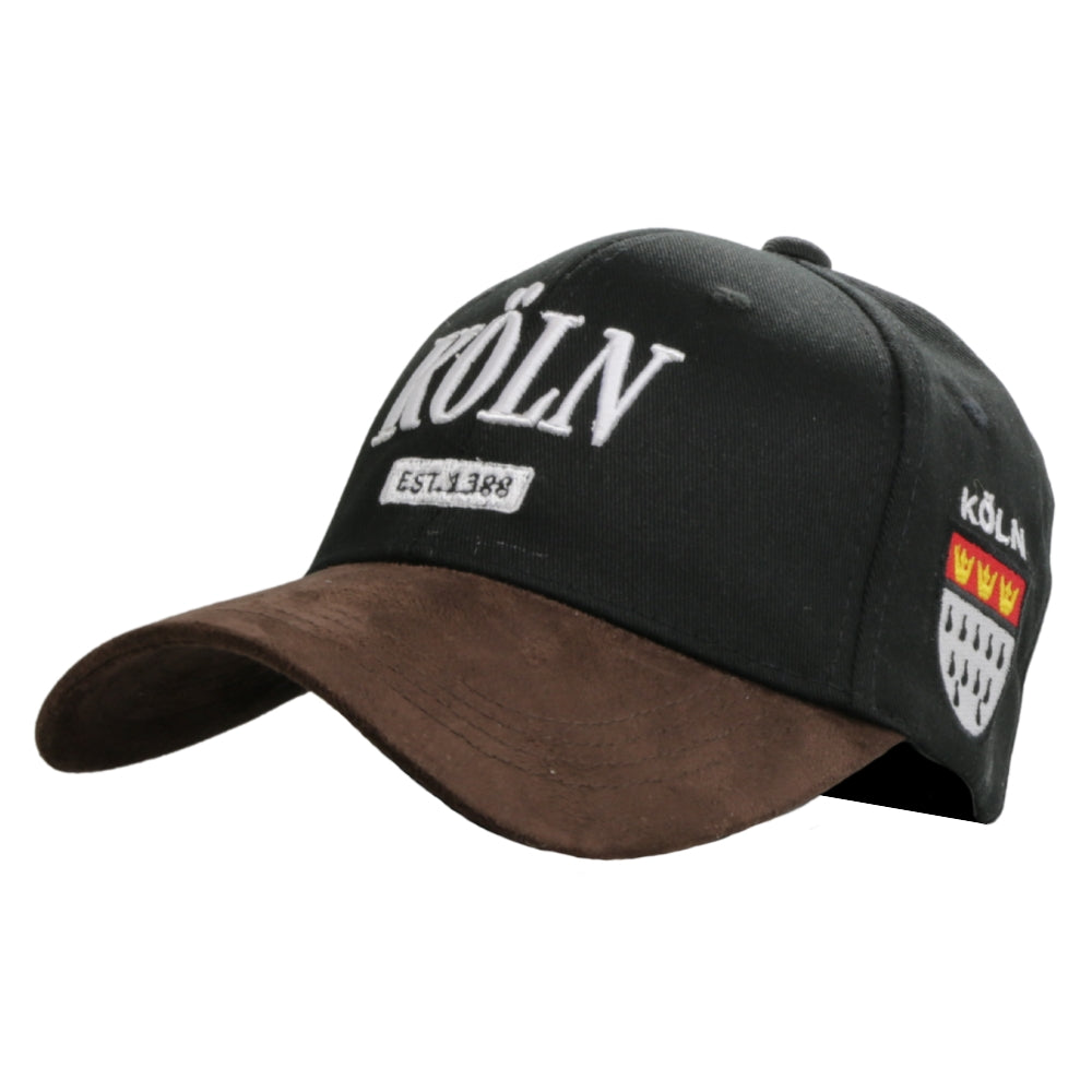Amend Souvenir Schwarze Leder-Cap mit Köln-Wappen auf der Vorderseite – Germany Souvenir