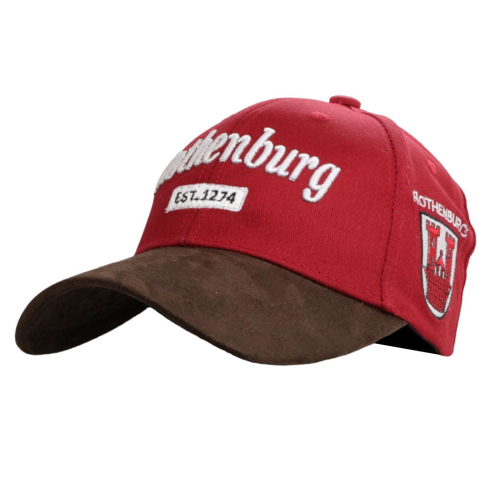 Amend Souvenir Rote Leder-Cap mit Rothenburg-Wappen auf der Vorderseite – Germany Souvenir