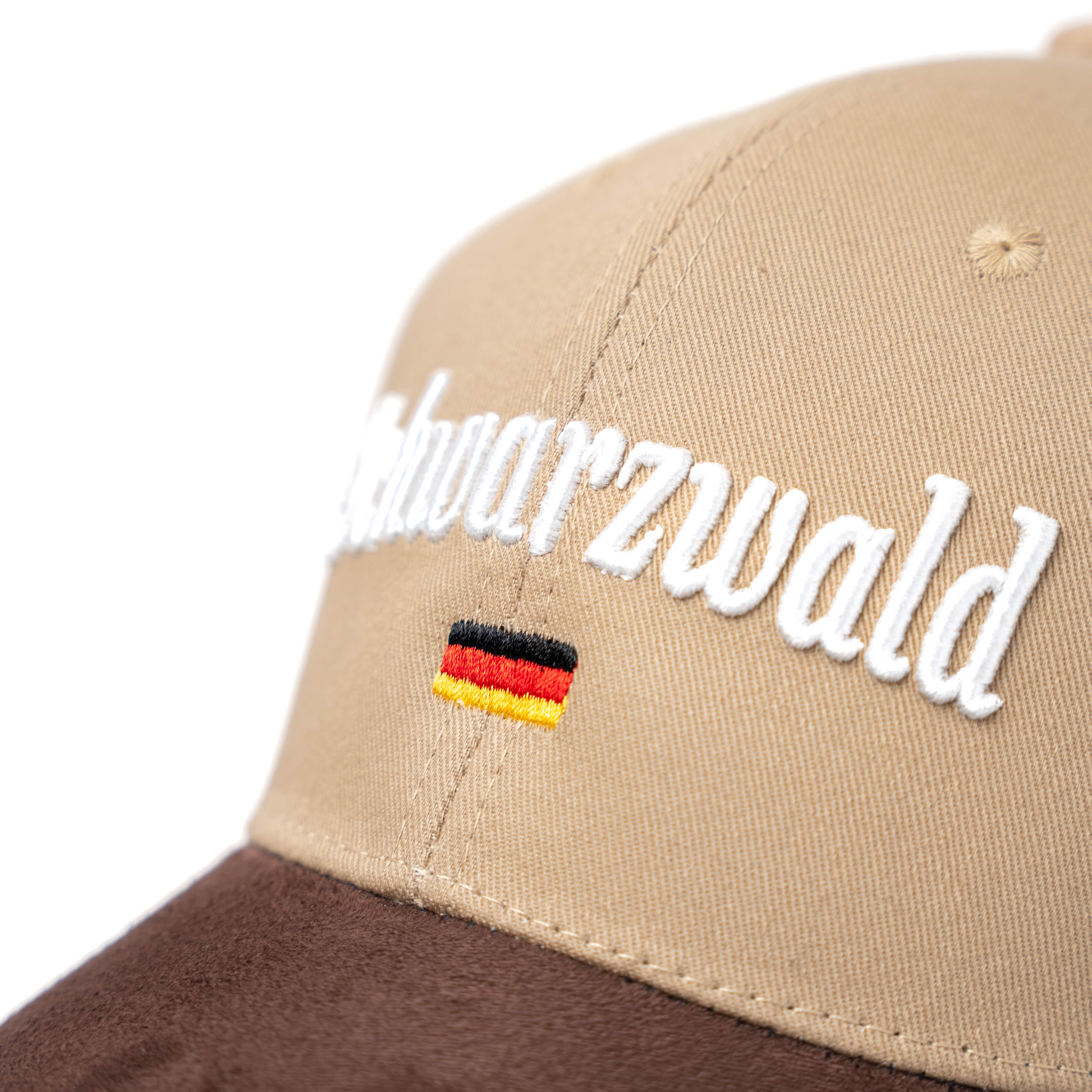 Amend Souvenir Beige Cap in Lederoptik mit Schwarzwald-Schriftzug - Deutschland Souvenir