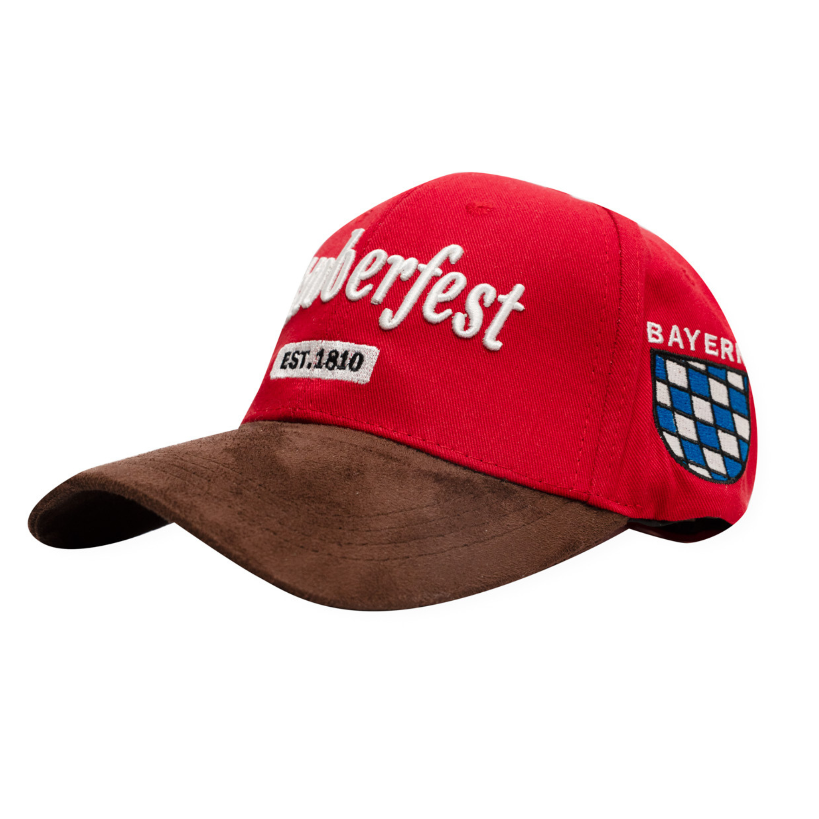 Rote Oktoberfest-Cap mit verzierter Oktoberfest-Schrift - Oktoberfest Souvenir