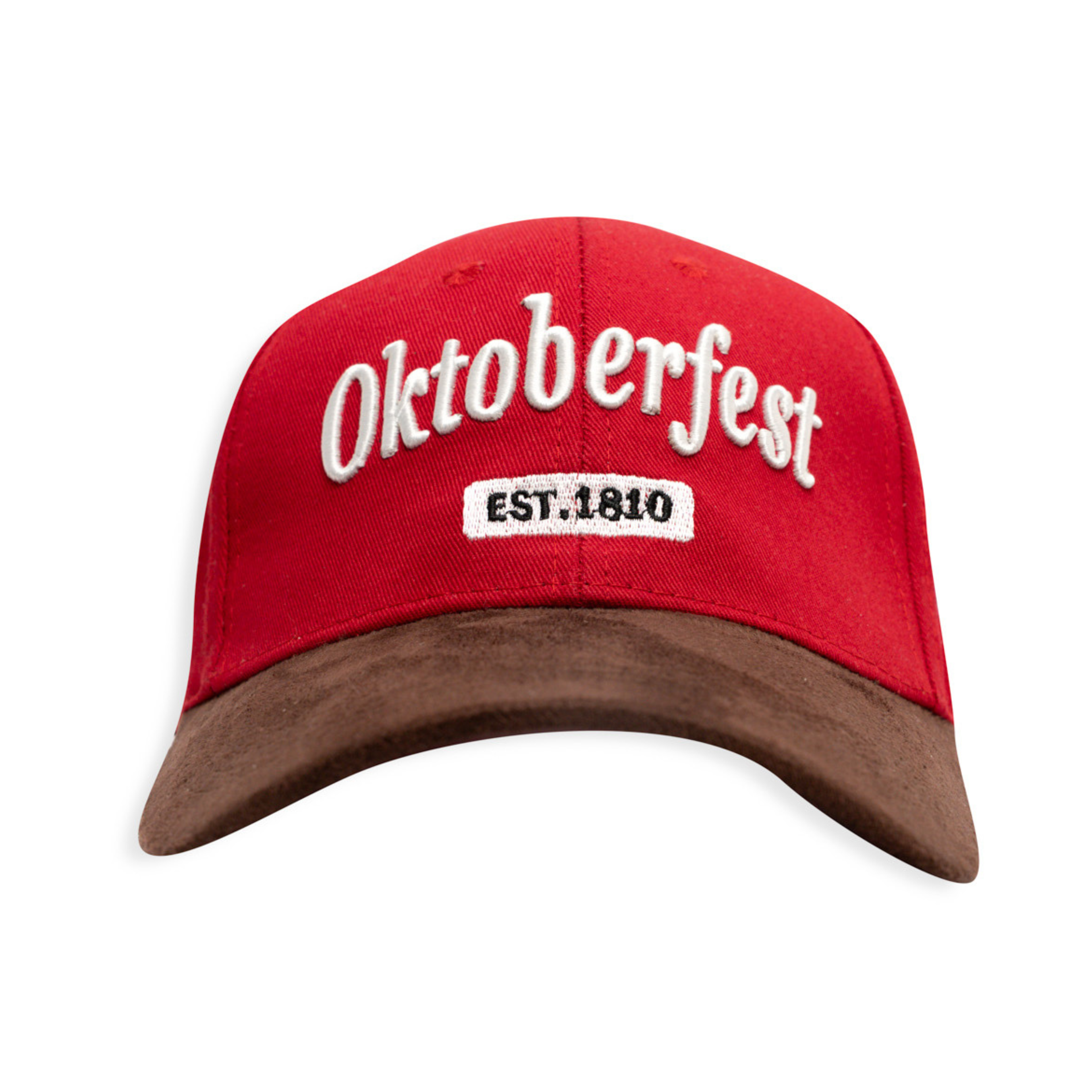 Rote Oktoberfest-Cap mit verzierter Oktoberfest-Schrift - Oktoberfest Souvenir
