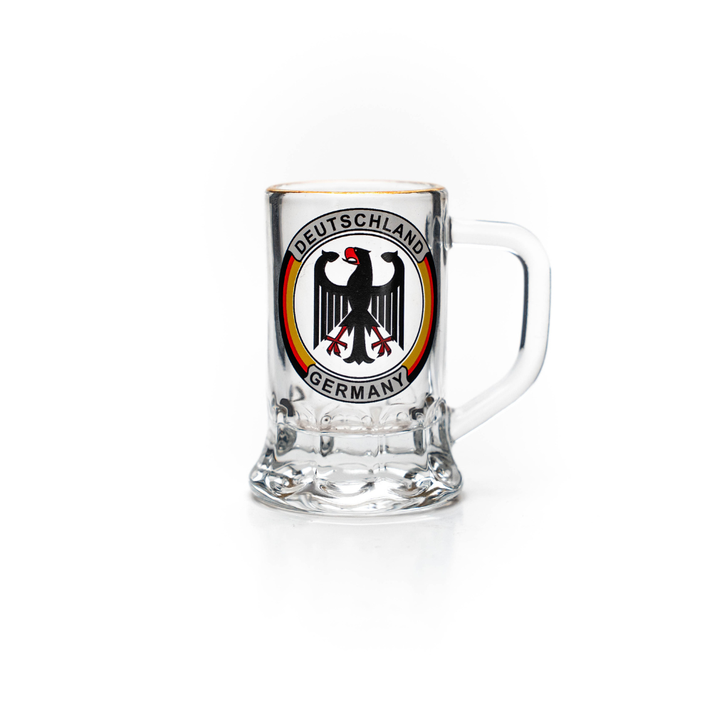 Mini-Glasseidel 2 cl Schnapsglas mit rundem Adler-Wappen – Bierglas / Shotglas Deutschland Souvenir