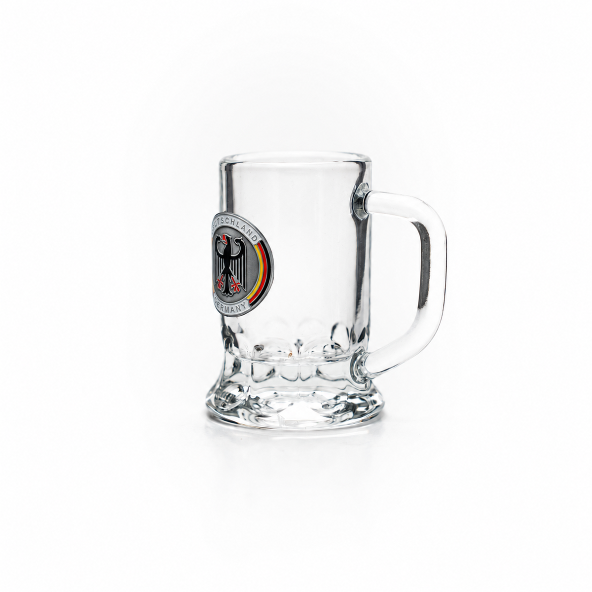 Amend Souvenir Mini-Glasseidel 2 cl Schnapsglas mit Deutschland-Metallwappen – Bierglas / Shotglas Deutschland Souvenir
