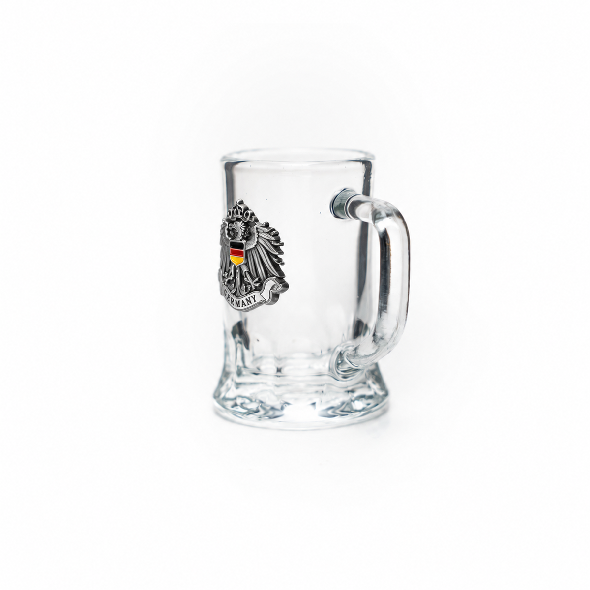 Amend Souvenir Mini-Glasseidel 2 cl Schnapsglas mit Deutschland-Metall-Wappen – Bierglas / Shotglas Deutschland Souvenir