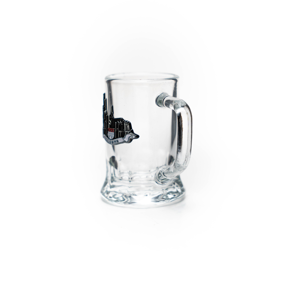 Mini-Glasseidel 2 cl Schnapsglas mit Köln-Metall-Wappen – Bierglas / Shotglas Deutschland Souvenir