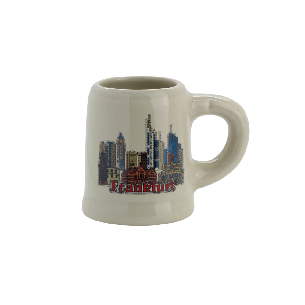 Mini-Keramikseidel 2 cl mit Frankfurt-Skyline – Deutschland Souvenir