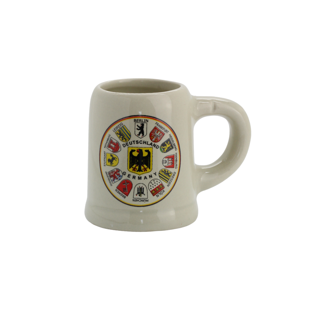 Mini-Keramikseidel 2 cl mit Wappenkranz-Motiv – Deutschland Souvenir