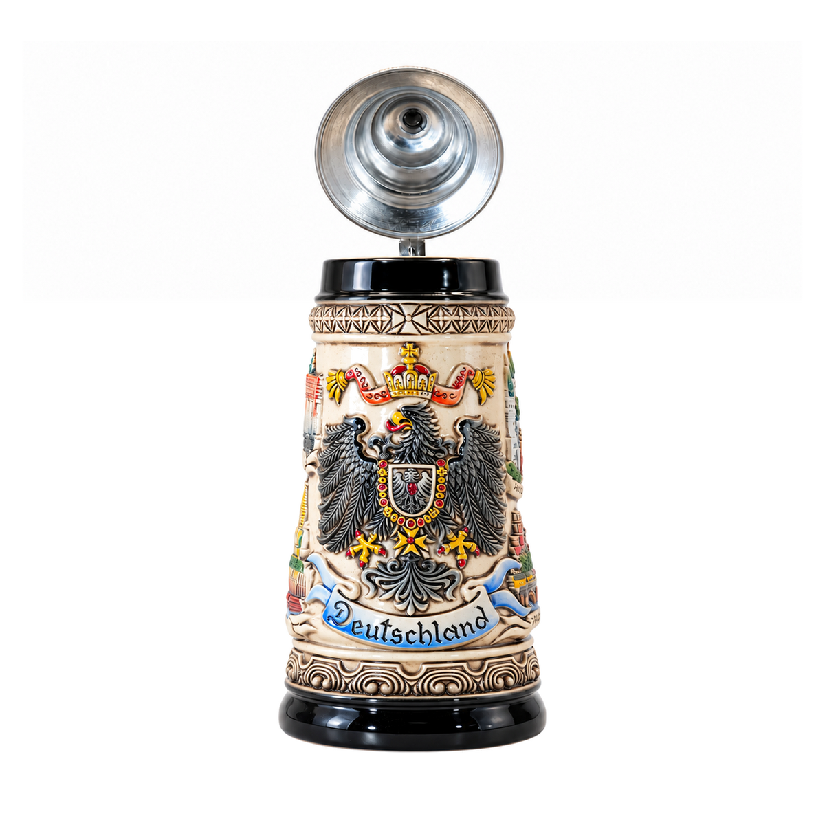 Amend Souvenir Bierkrug Bundeswappen Deutschland mit Zinndeckel (0,5L)