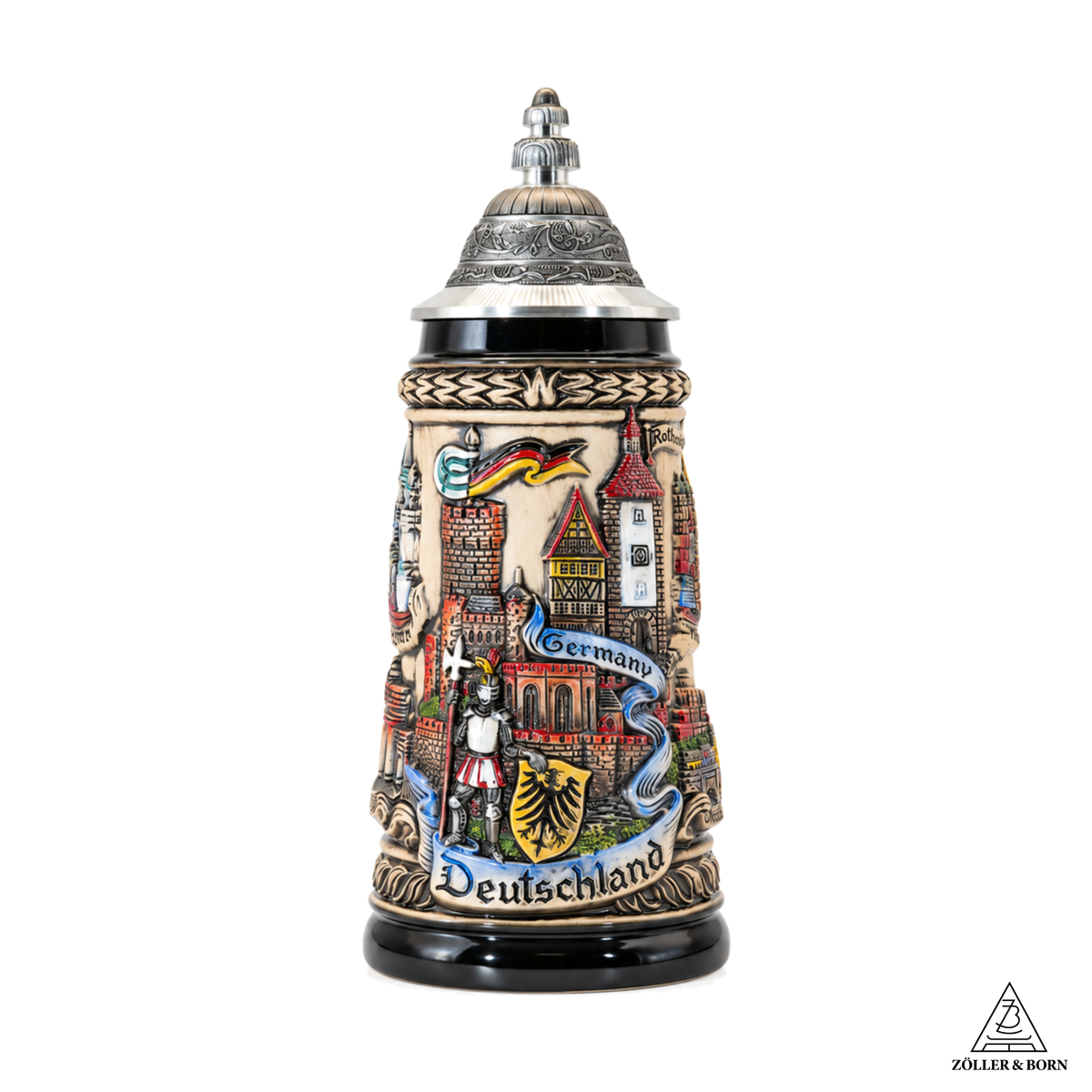 Amend Souvenir Bierkrug Panorama Deutschland Rustikal mit Zinndeckel (0,5L)