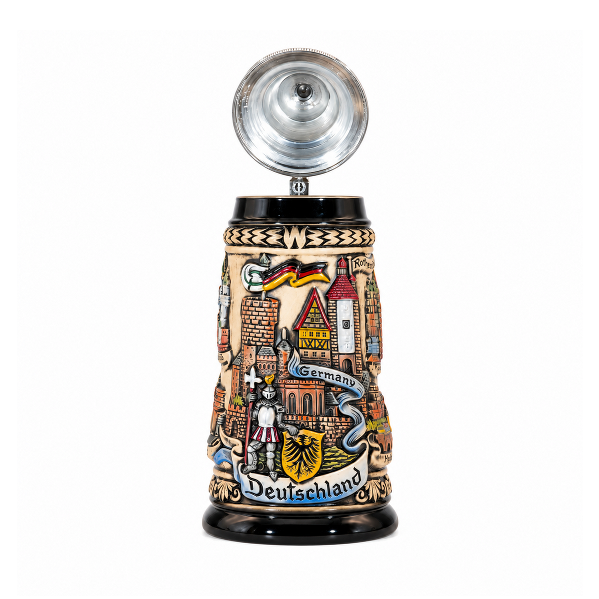 Amend Souvenir Bierkrug Panorama Deutschland Rustikal mit Zinndeckel (0,25L)