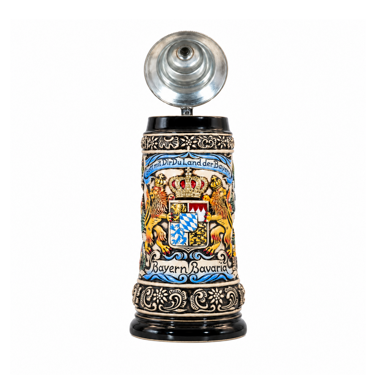 Amend Souvenir Bierkrug Bayernlöwe mit Zinndeckel (0,5L)