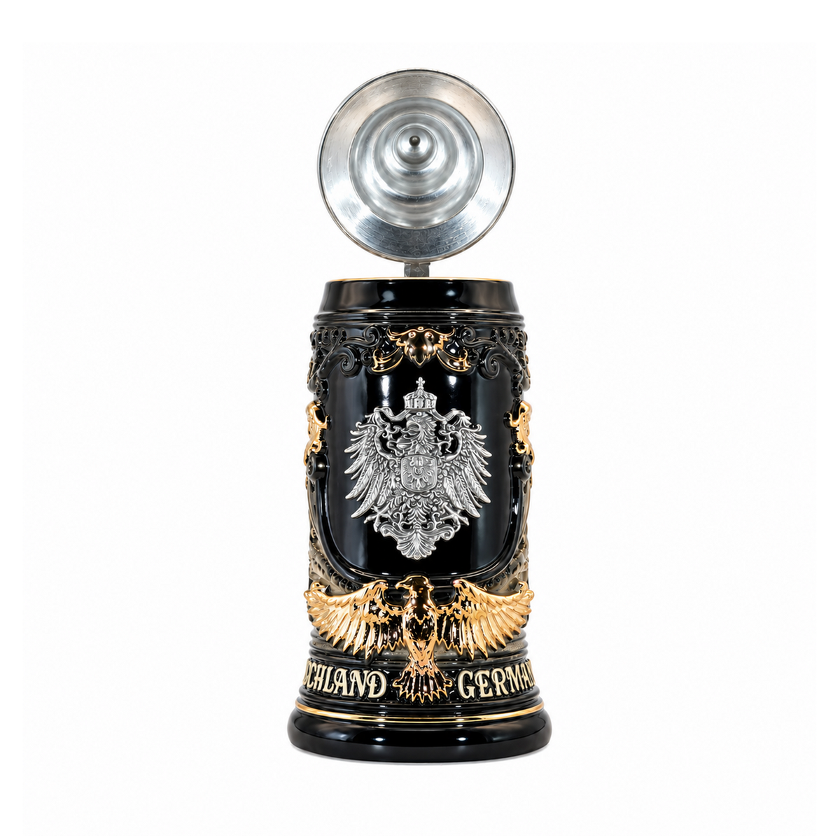 Amend Souvenir Bierkrug Deutschland Zinnadler mit Zinndeckel (0,4L)