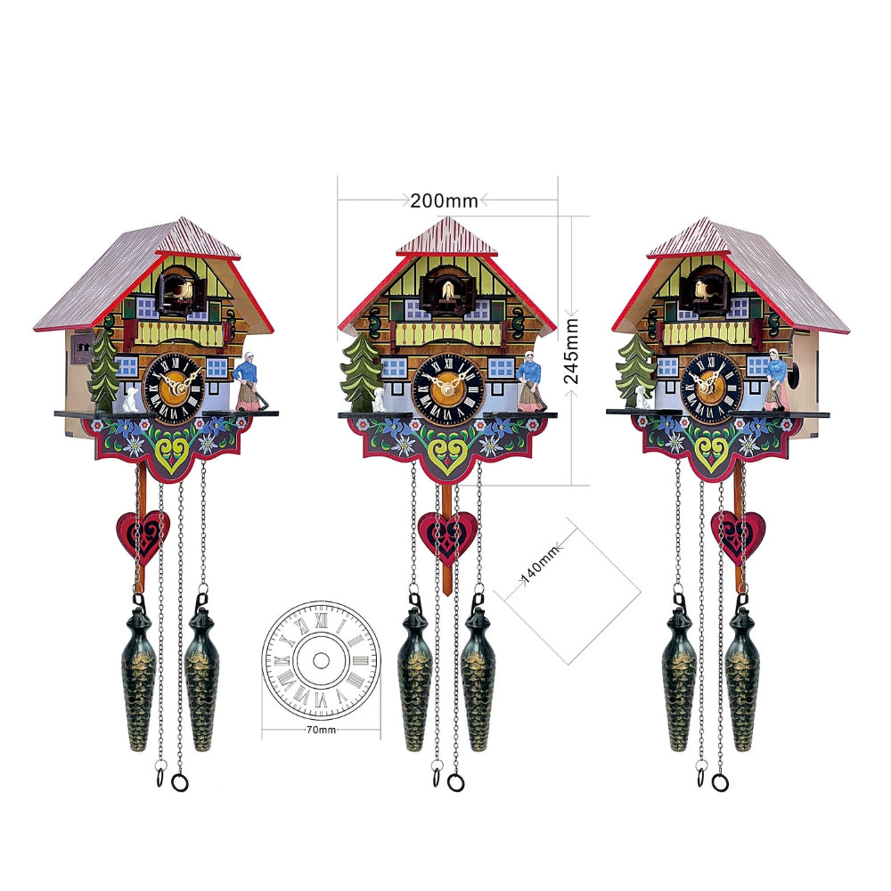 Bunte Kuckucksuhr im Haus-Design – traditionelles Deutschland Souvenir