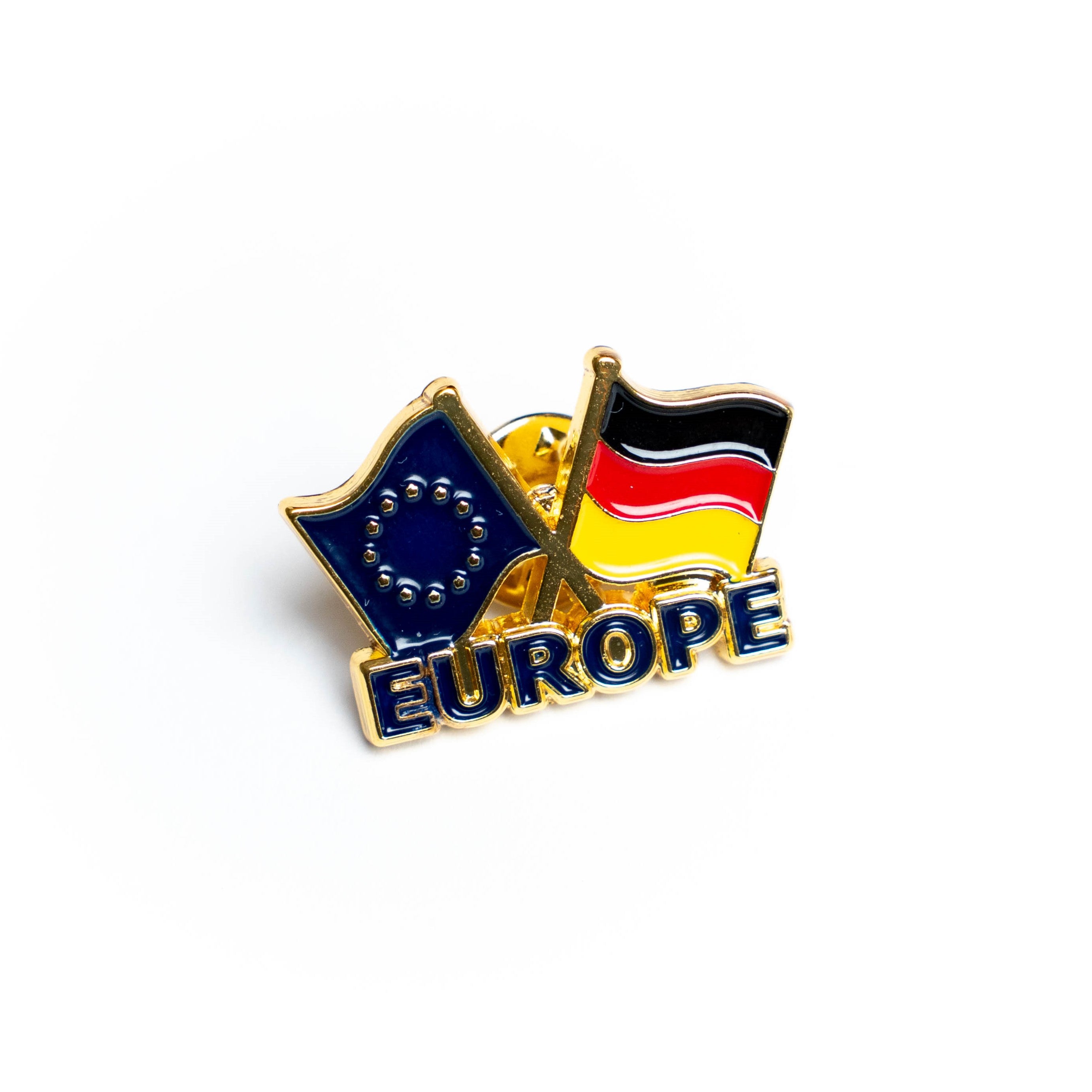 Runder Pin mit gekreuzten Europa-Flaggen – Deutschland Souvenir