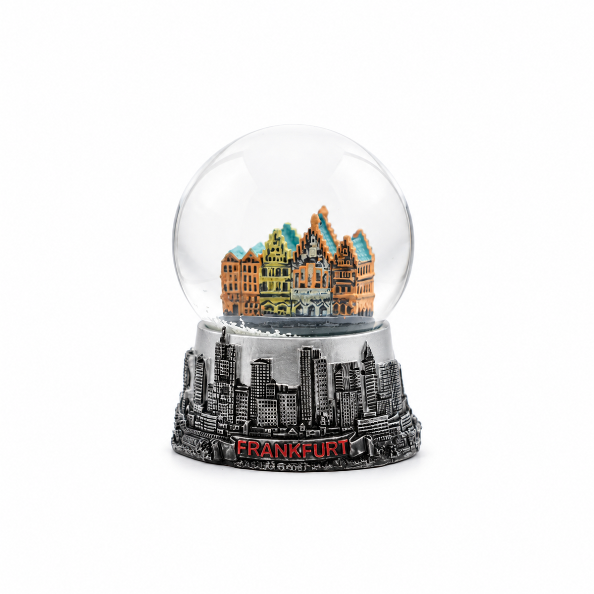 Amend Souvenir Kleine Schneekugel mit Frankfurt-Motiv in Silber – Deutschland Souvenir