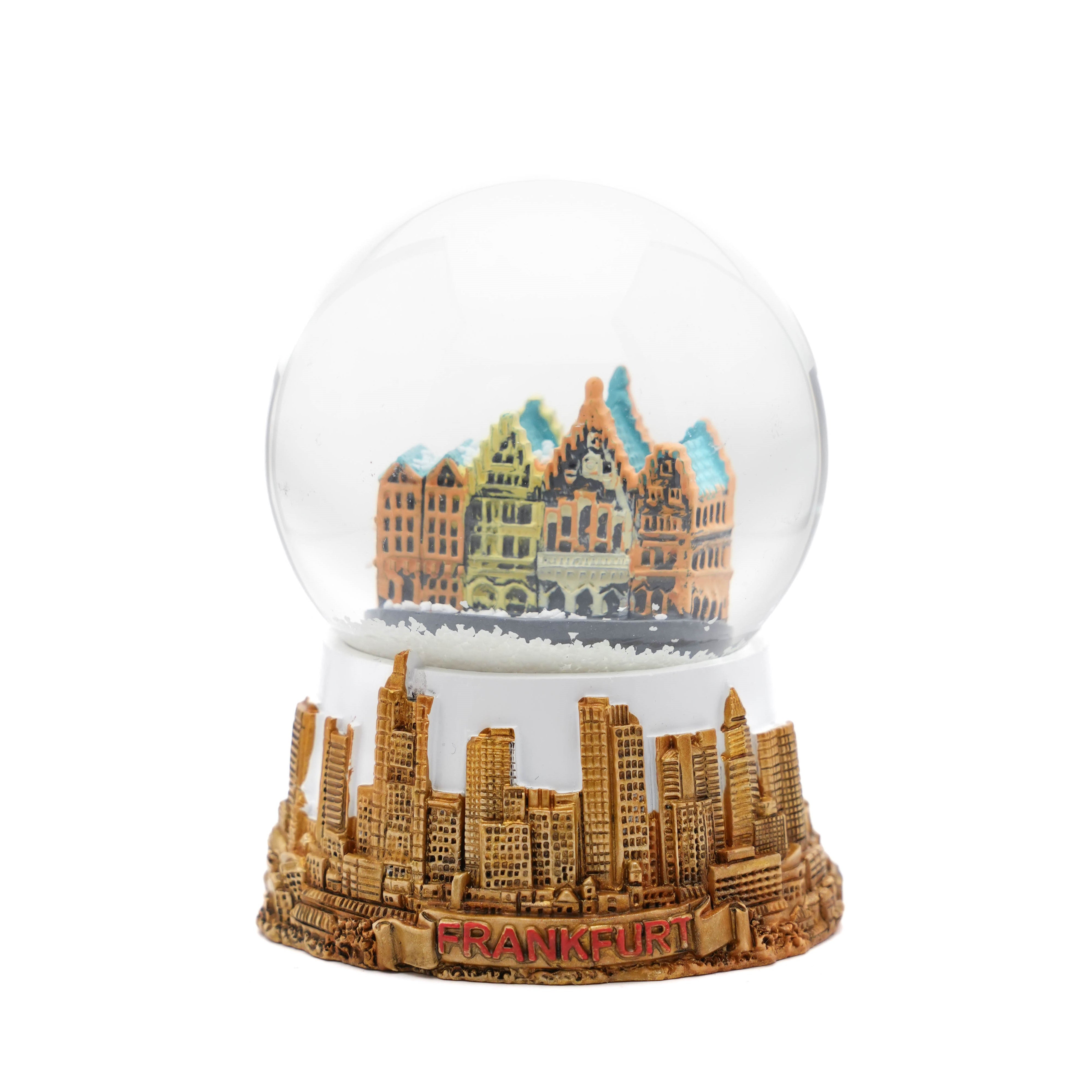 Große Schneekugel mit Frankfurt-Motiv in Weiß – Deutschland Souvenir