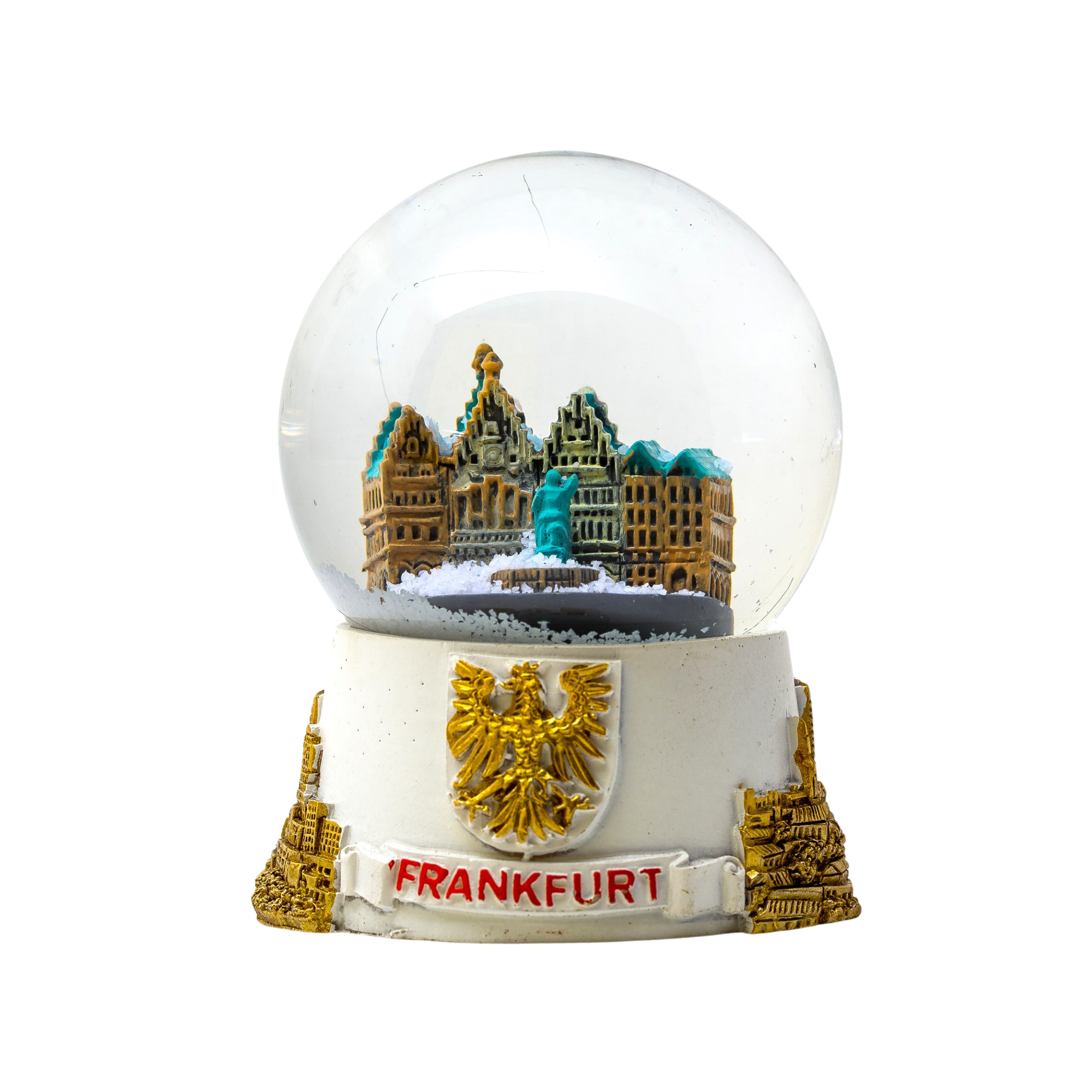 Schneekugel Frankfurt weiß groß – Deutschland Souvenir