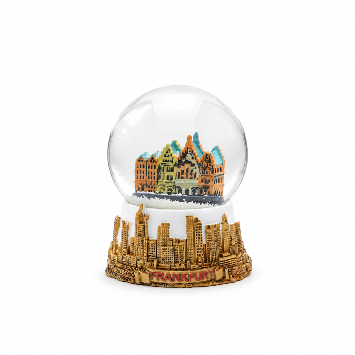 Amend Souvenir Kleine Schneekugel mit Frankfurt-Motiv in Weiß – Deutschland Souvenir
