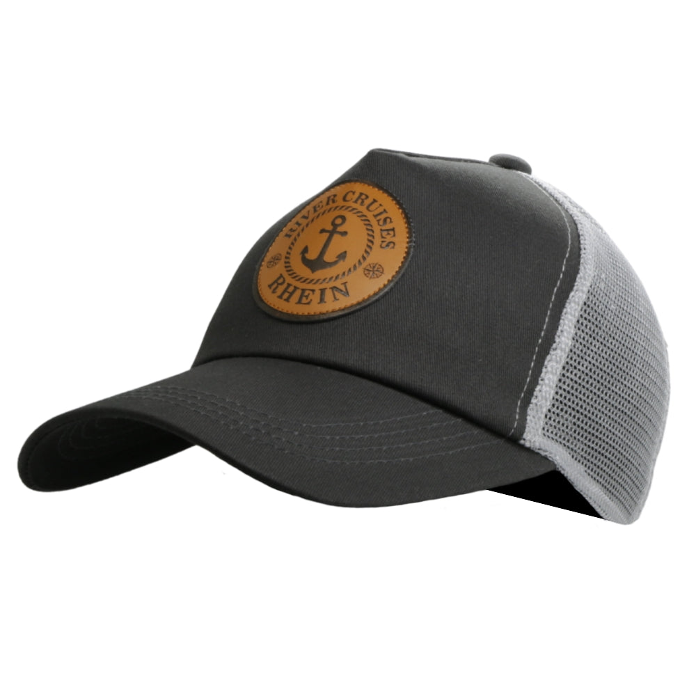 Graue Trucker-Cap mit Netzrückseite und „Rhein River Cruises“-Anker-Patch – Germany Souvenir