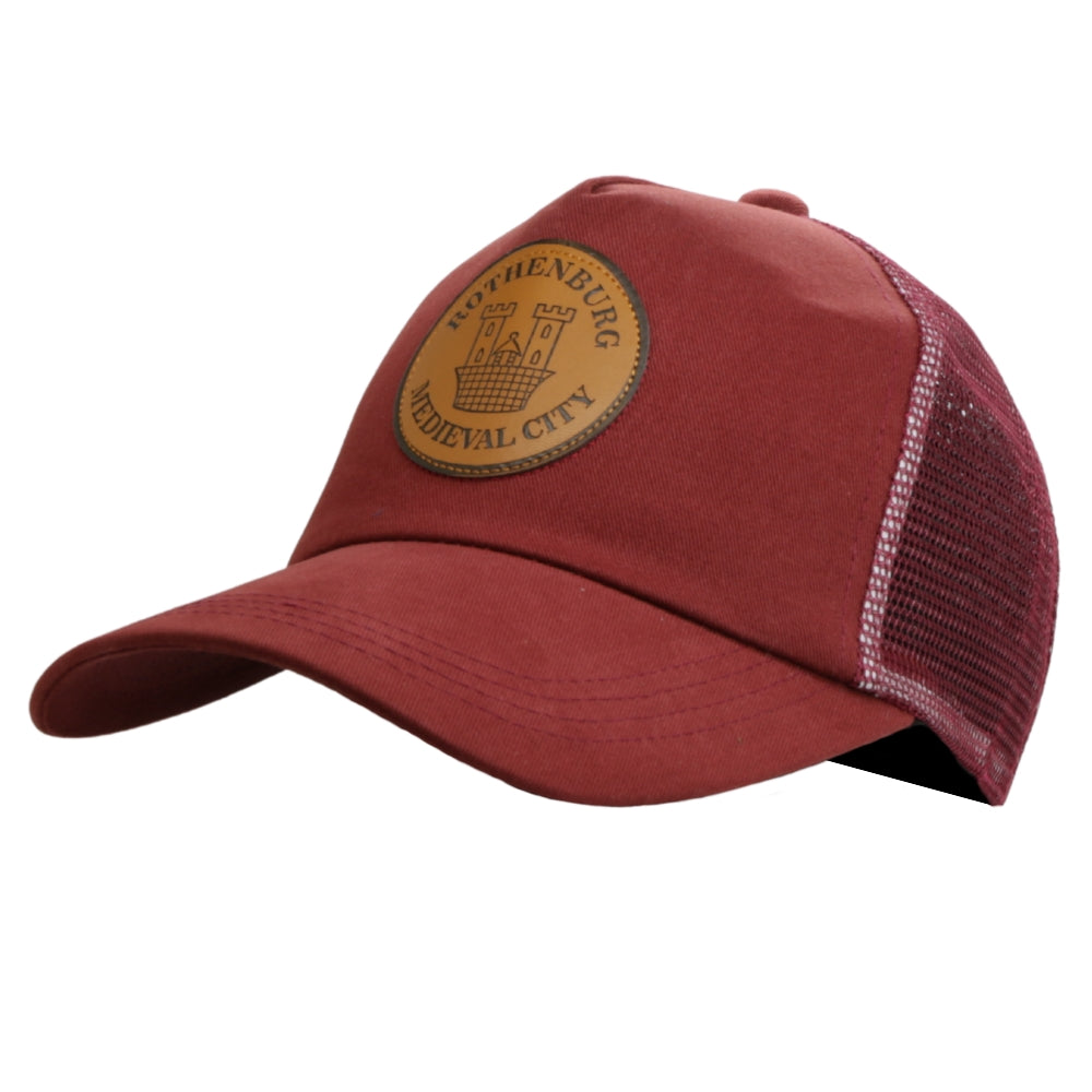 Rote Trucker-Cap mit Netzrückseite und „Rothenburg Medieval City“-Burg-Patch – Germany Souvenir