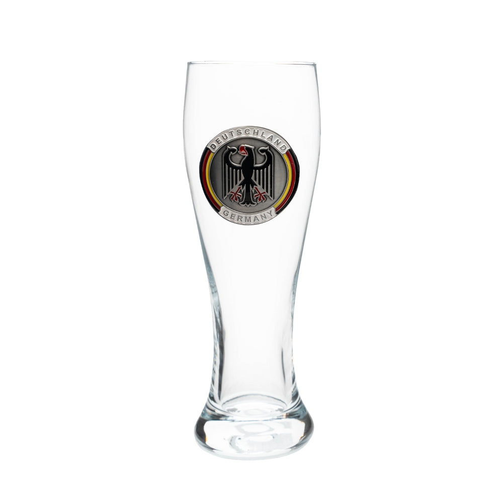 Amend Souvenir Weizenglas 0,3 l mit Adler-Metall-Wappen – Bierglas Deutschland Souvenir
