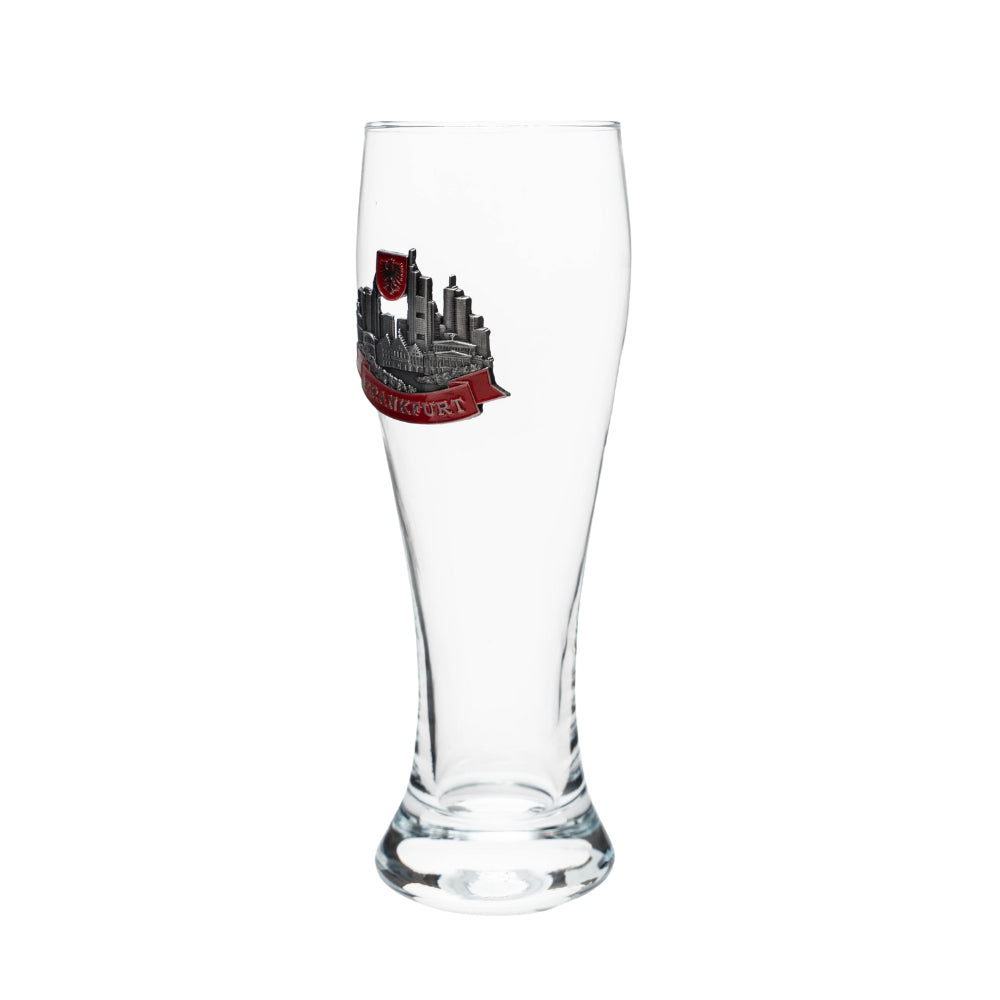 Amend Souvenir Weizenglas 0,3 l mit Frankfurt Metall-Wappen – Bierglas Deutschland Souvenir