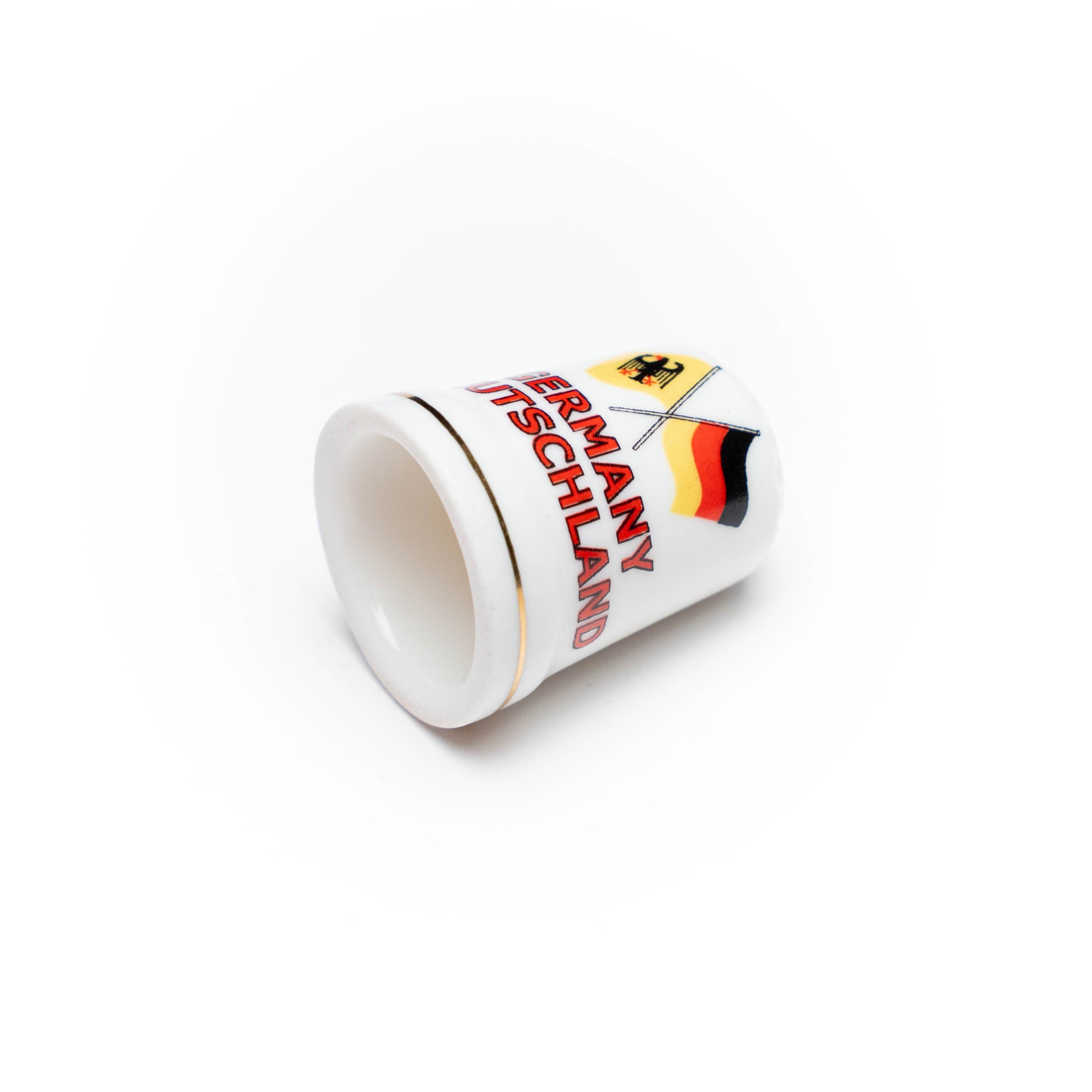 Fingerhut Porzellan gekreuzte Flaggen