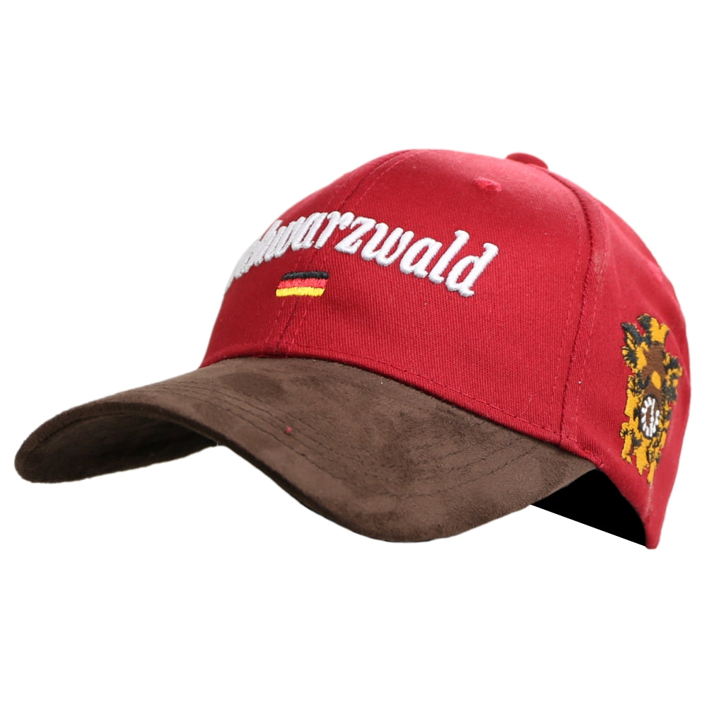 Cap leather Black Forest red