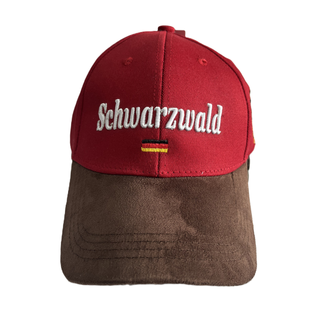Cap leather Black Forest red