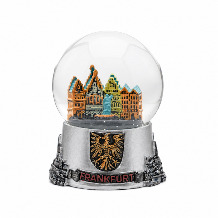 Schneekugel Frankfurt groß silber
