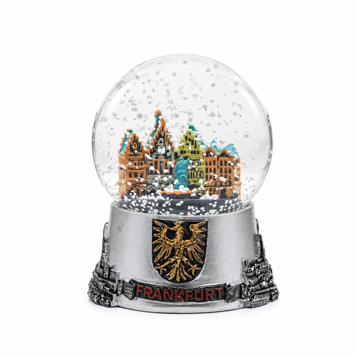 Schneekugel Frankfurt groß silber- Amend Souvenir