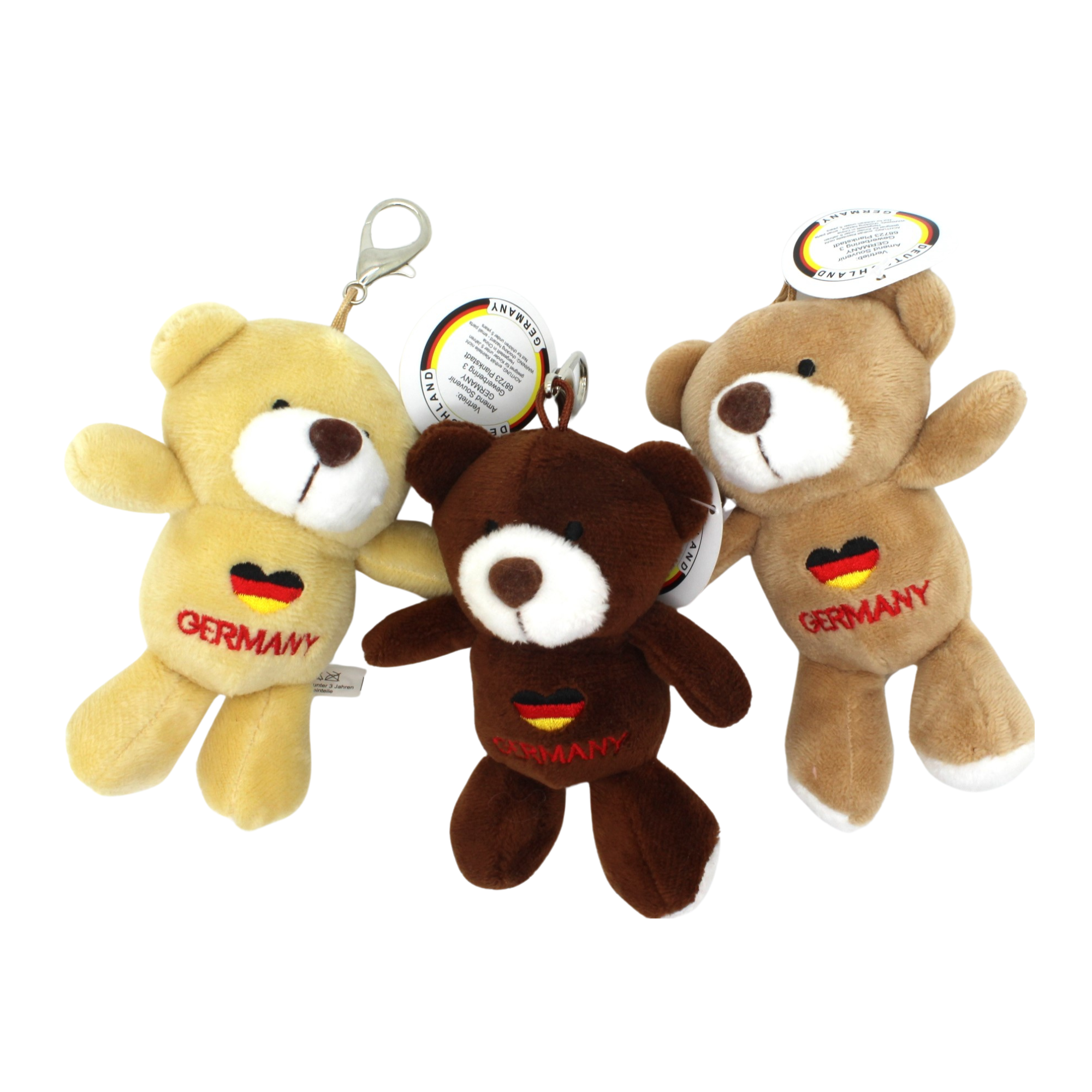 Schlüsselkette Herzbär 3-Farben sortiert