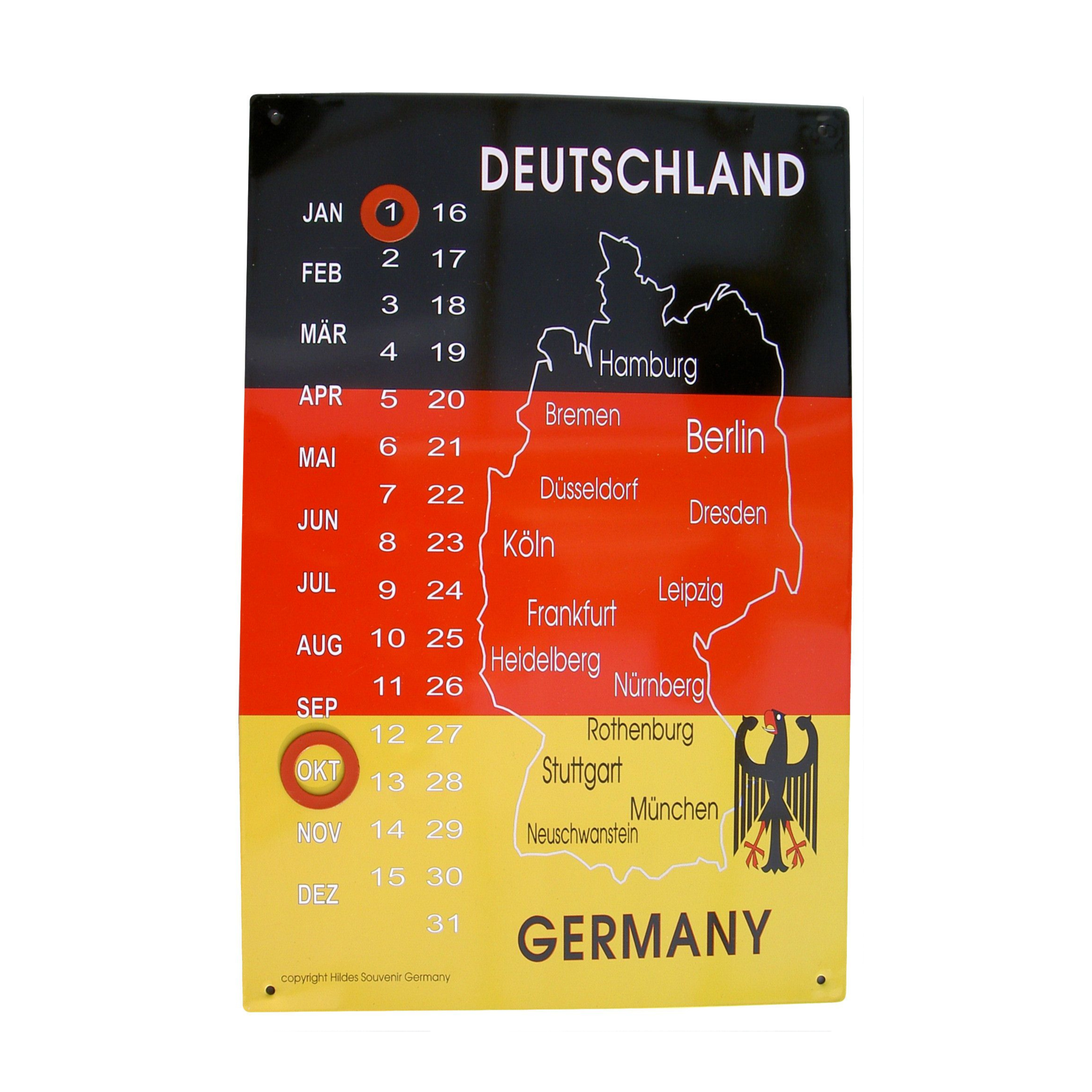 Calendar Germany map metal