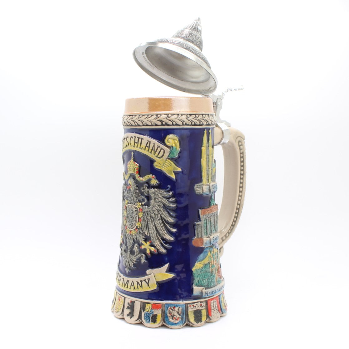 Large beer mug with eagle and coat of arms