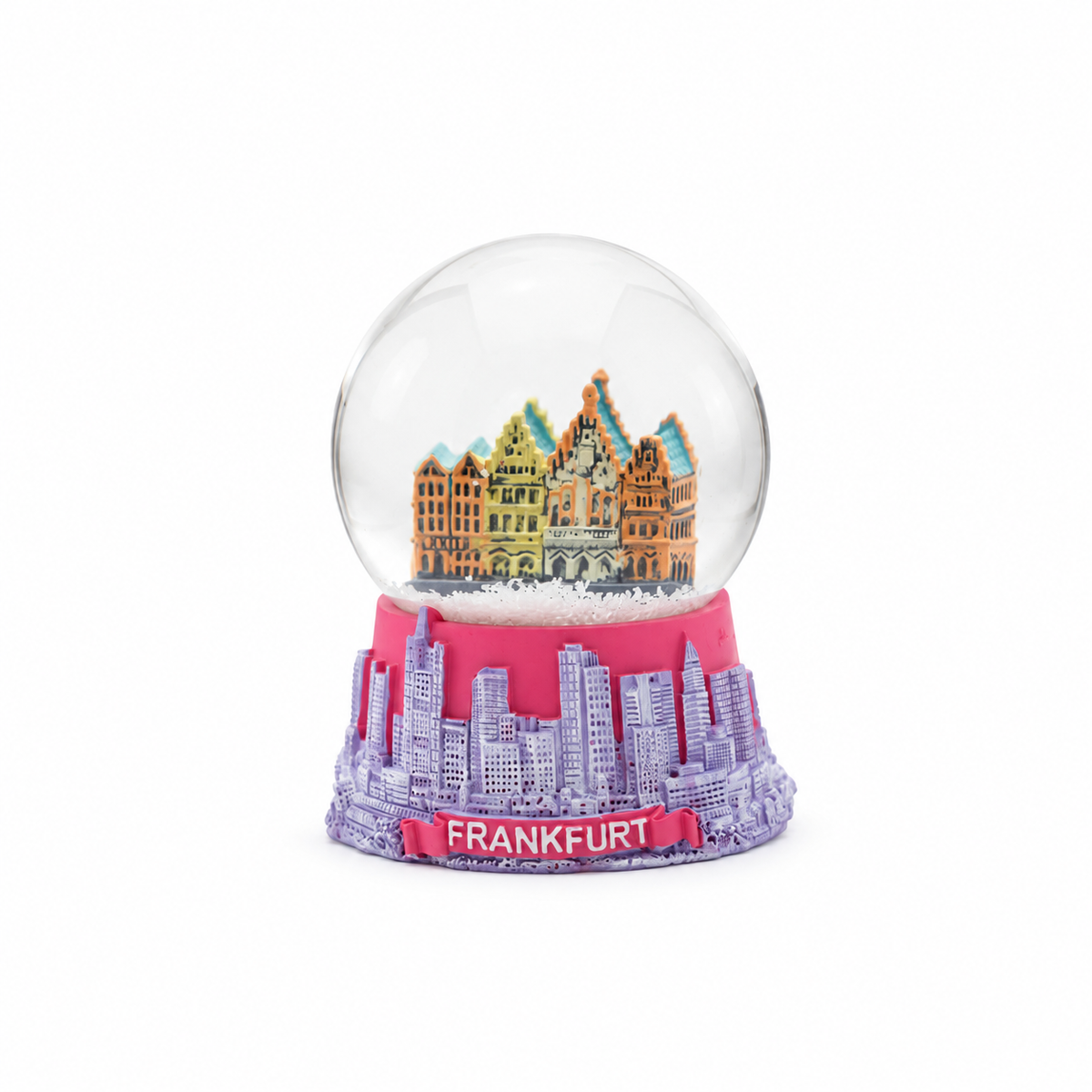 Schneekugel Frankfurt klein pink- Amend Souvenir