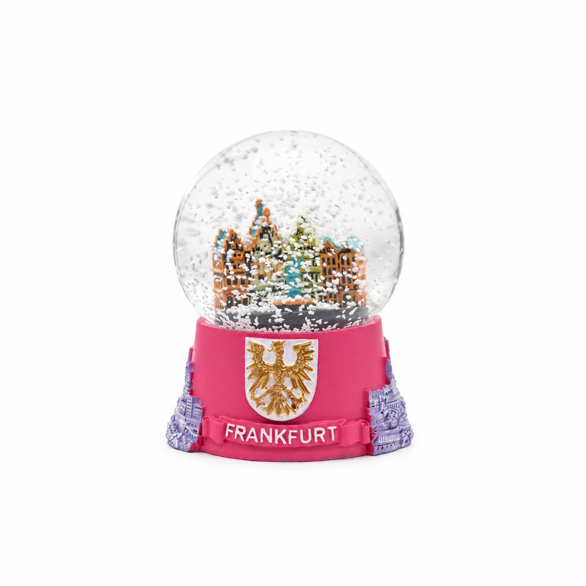 Schneekugel Frankfurt klein pink- Amend Souvenir