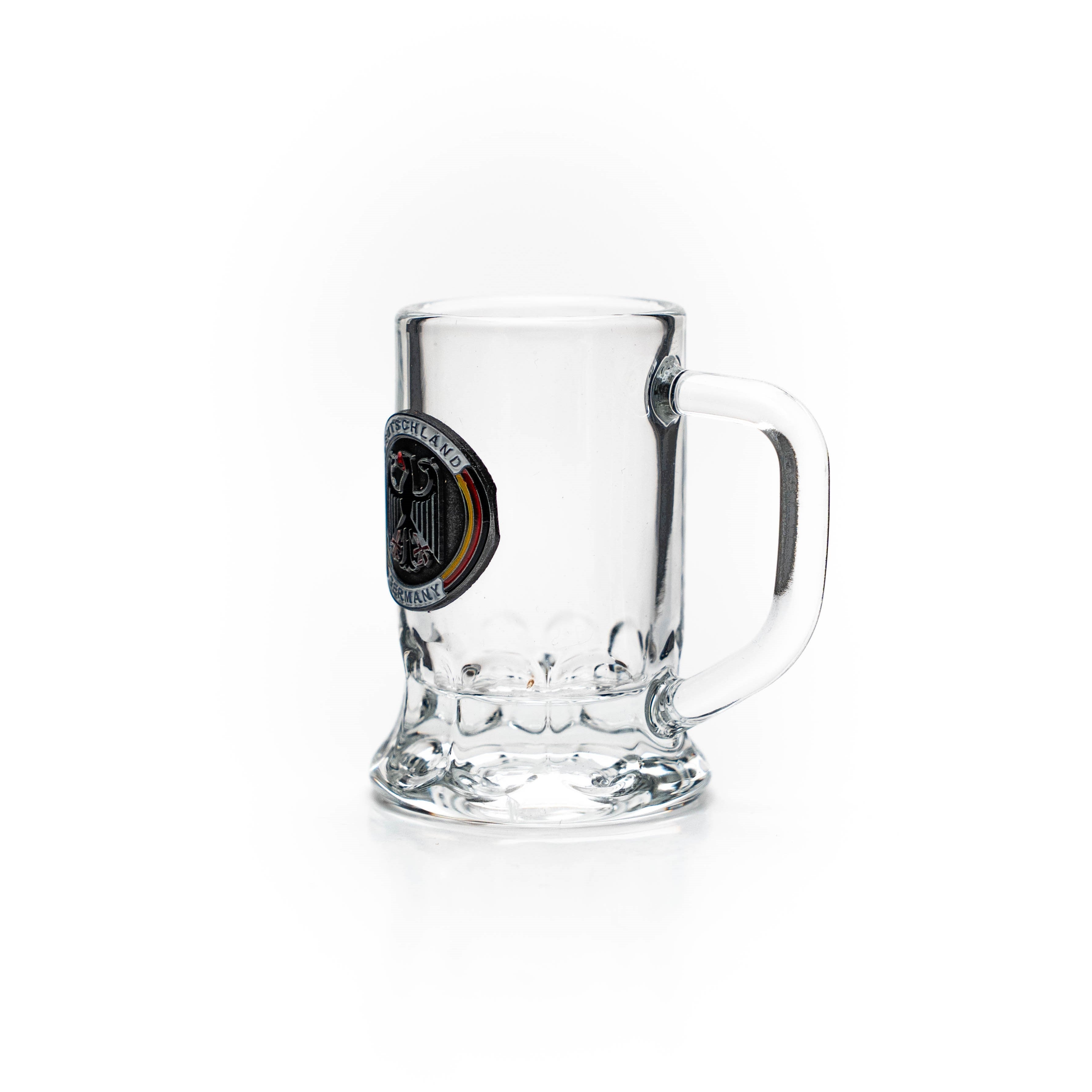 Glass tankard mini 2cl D-coat of arms metal